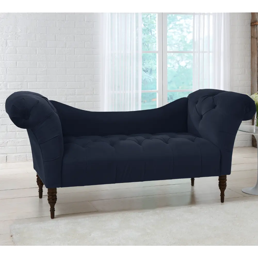 6006VLVINK Edith Navy Blue Velvet Tufted Lounge Chaise - Skyline Furniture-1