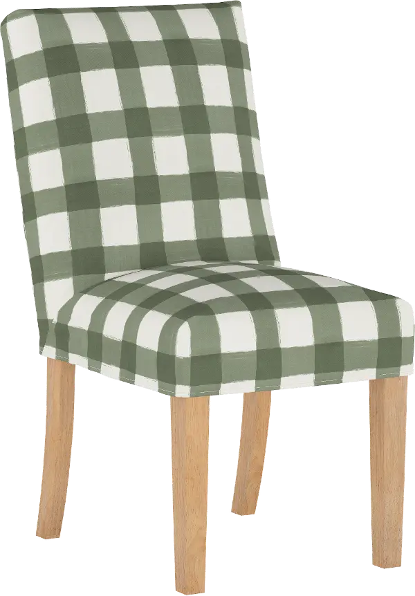 Green Plaid Slipcover Upholstered, Plaid Living Room Chairs