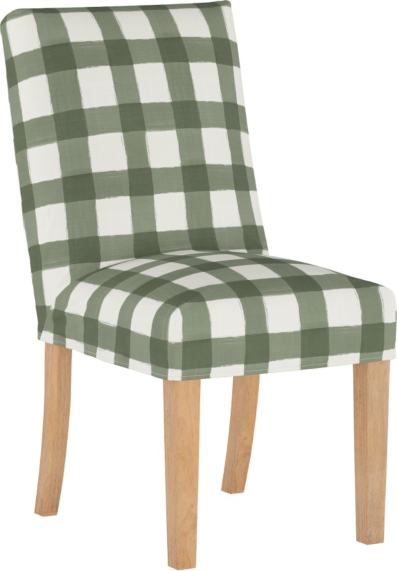 Green Plaid Slipcover Upholstered, Green Upholstered Dining Room Chairs