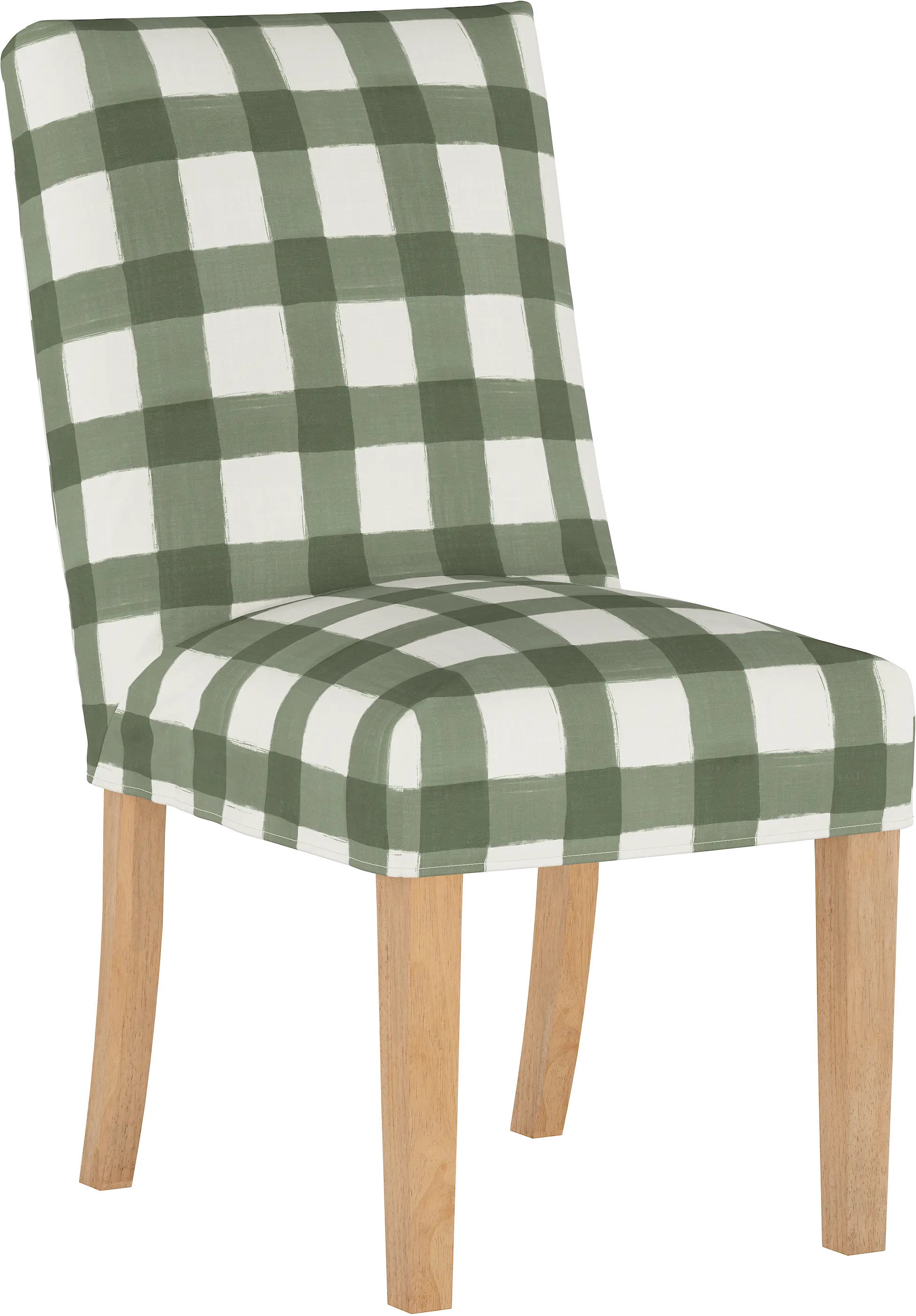 63-6SLNATBFLSQRSG Jennifer Green Plaid Slipcover Upholstered Dining  sku 63-6SLNATBFLSQRSG