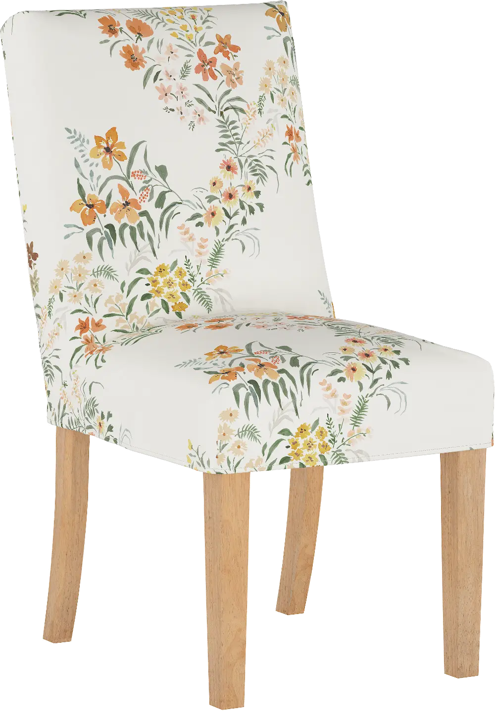 63-6SLNATLCFLHRV Cream Floral Slipcover Upholstered Dining Chair - Jennifer-1