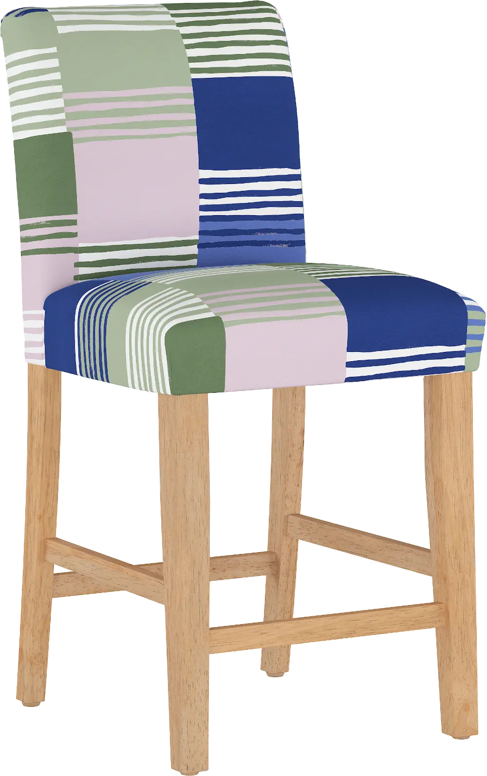 63-7NATSDSTLVN Multi Colored Stripe Upholstered Counter Height Stool - Jennifer-1