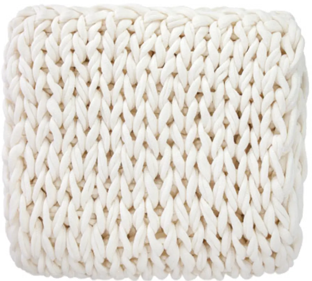 Natural Colored Hand-Knitted Delray Throw Blanket-1