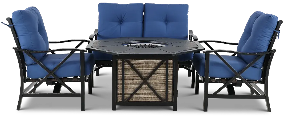 Denison 4 Piece Blue Patio Fire Pit Set-1