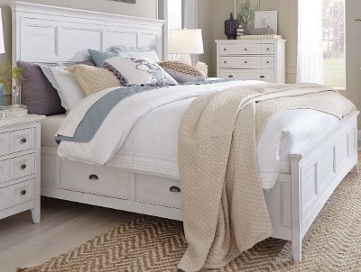 Cottage White California King Storage, King Bed With Storage Drawers