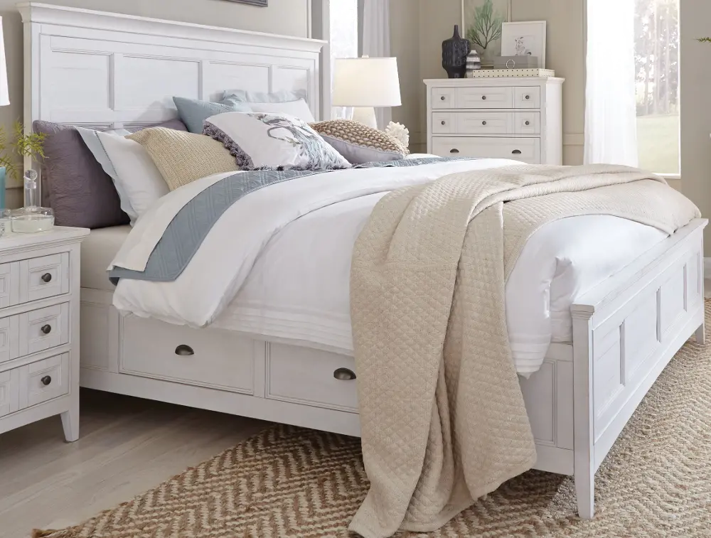 Cottage White Queen Storage Bed - Heron Cove-1