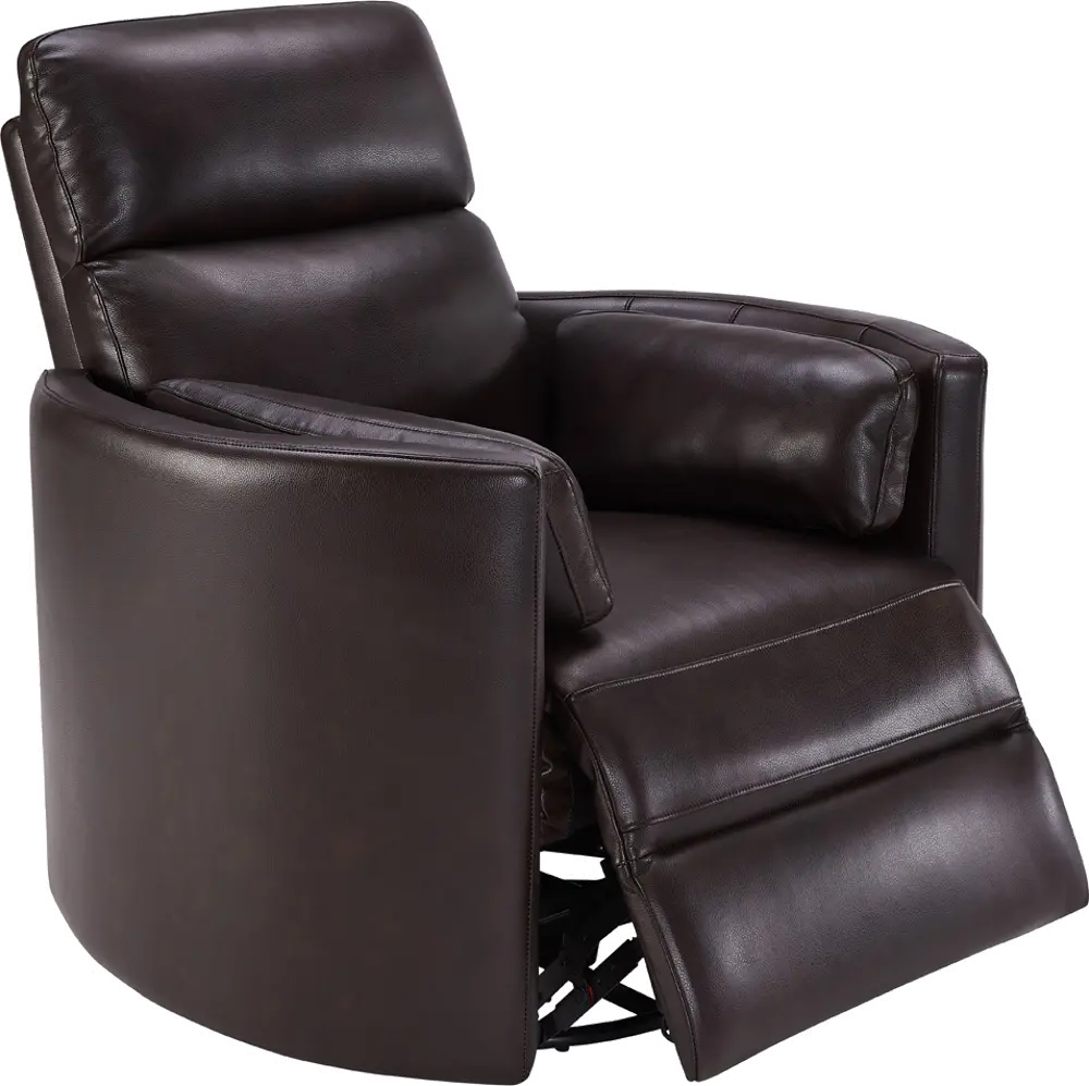 Mads Brown Leather-Match Power Glider Swivel Recliner-1
