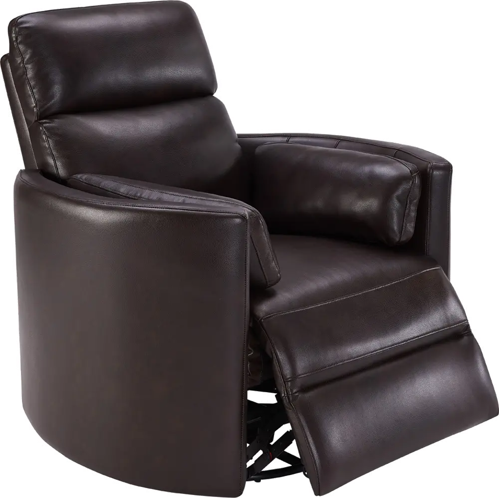 McCartney Brown Leather-Match Power Glider Swivel Recliner-1