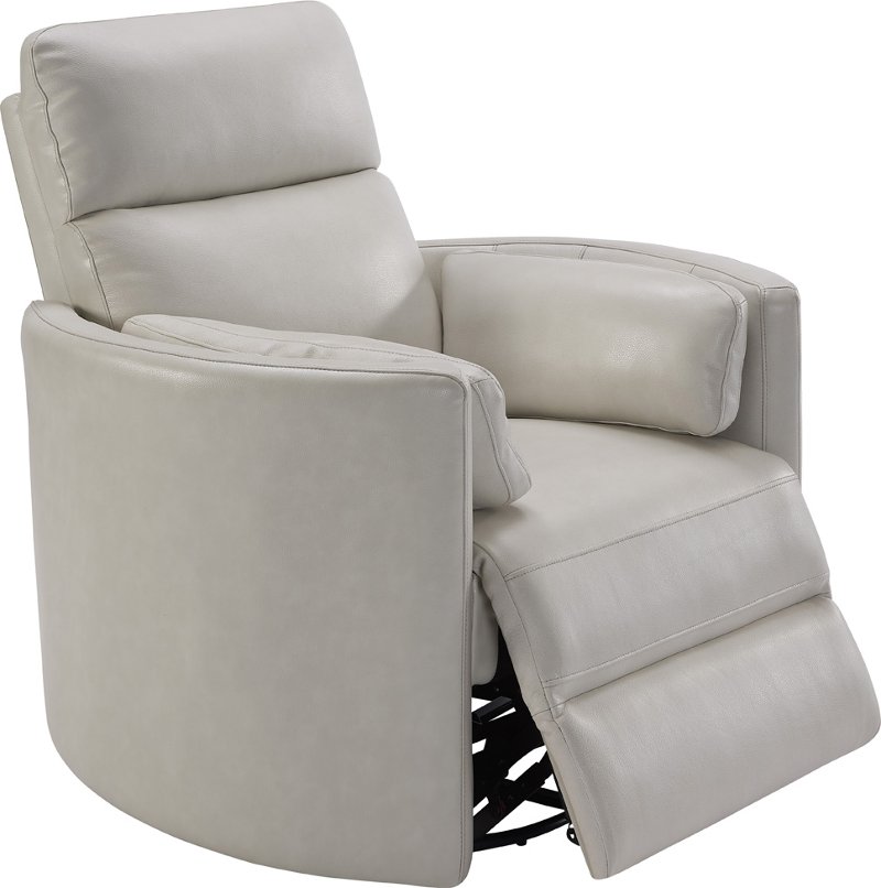 Ivory Leather Match Power Glider Swivel, Leather Recliner Glider Swivel Chair