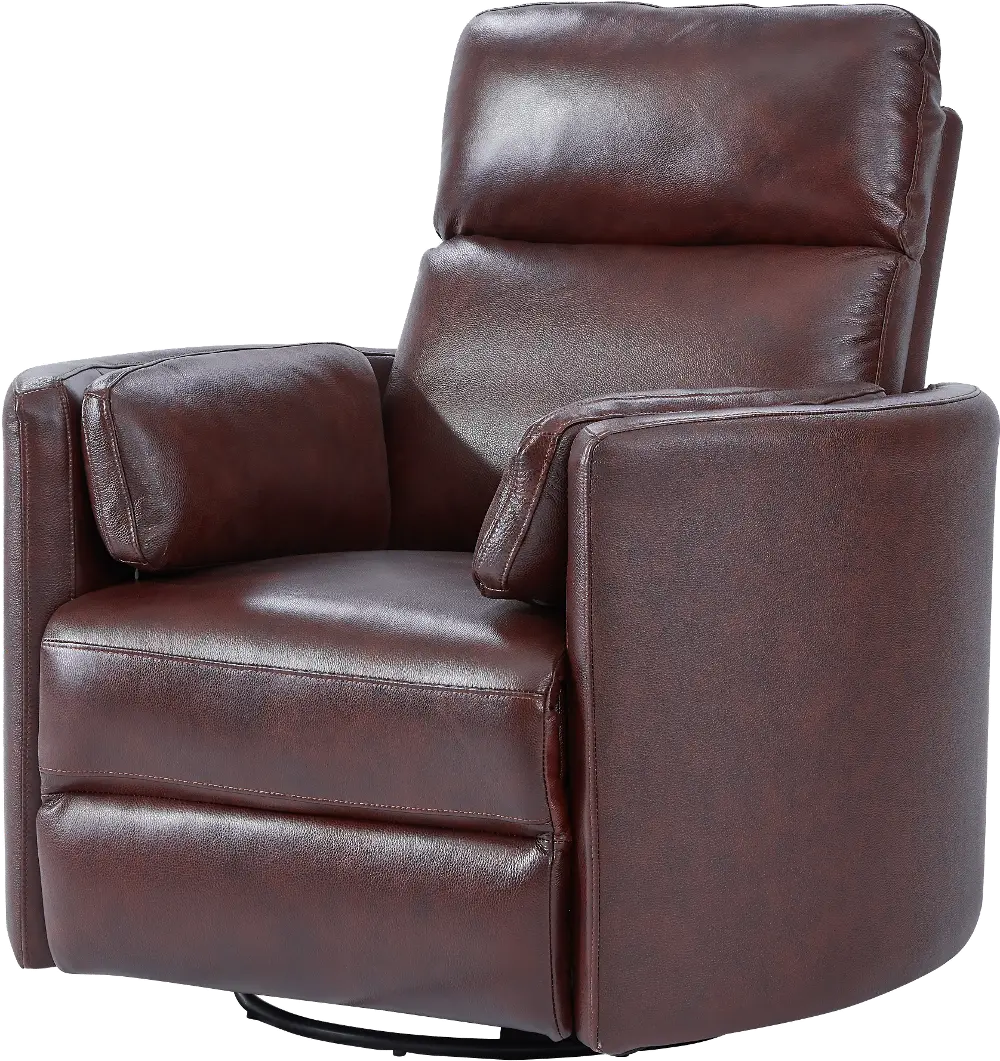 McCartney Burgundy Leather-Match Swivel Glider Power Recliner-1