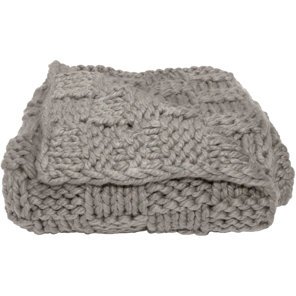 Taupe Chess Knit Throw Blanket-1