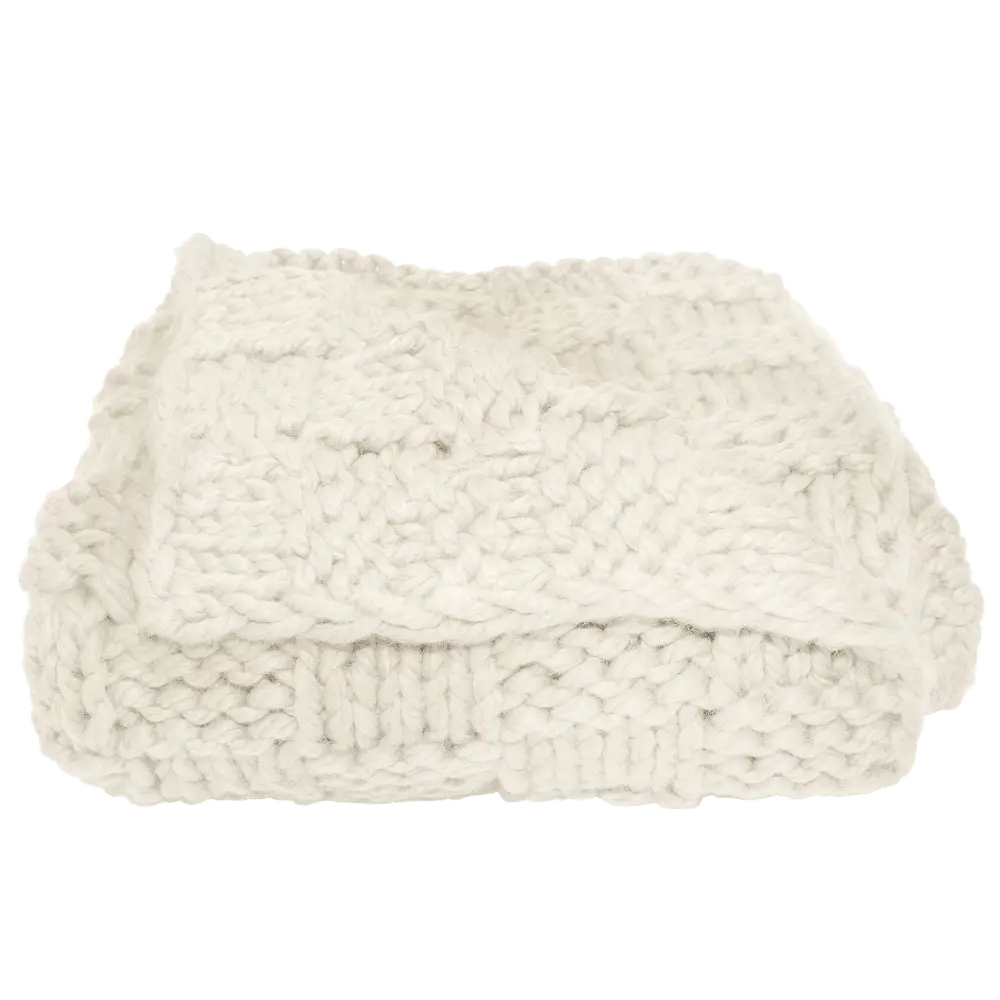 Natural Chess Knit Throw Blanket-1