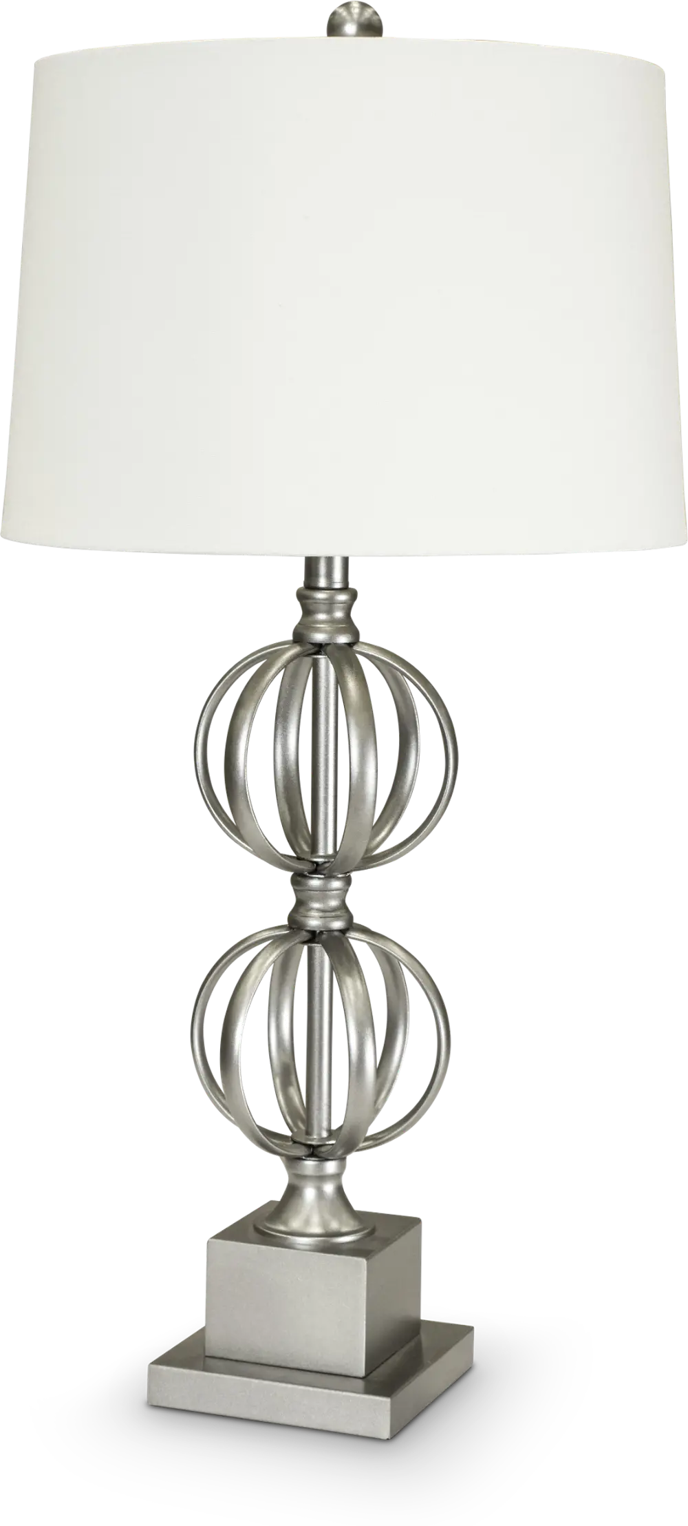 Set of 2 Painted Silver Double Sphere Metal Table Lamps-1