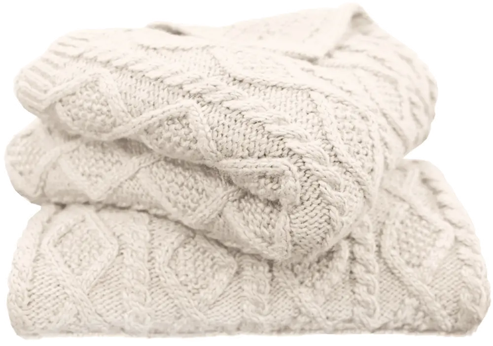 Cream Cable Knit Throw Blanket-1