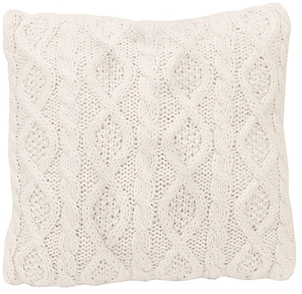 18 Inch Cream Cable Knit Throw Pillow-1