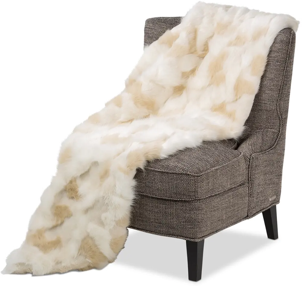 Arctic White and Tan Throw Blanket-1
