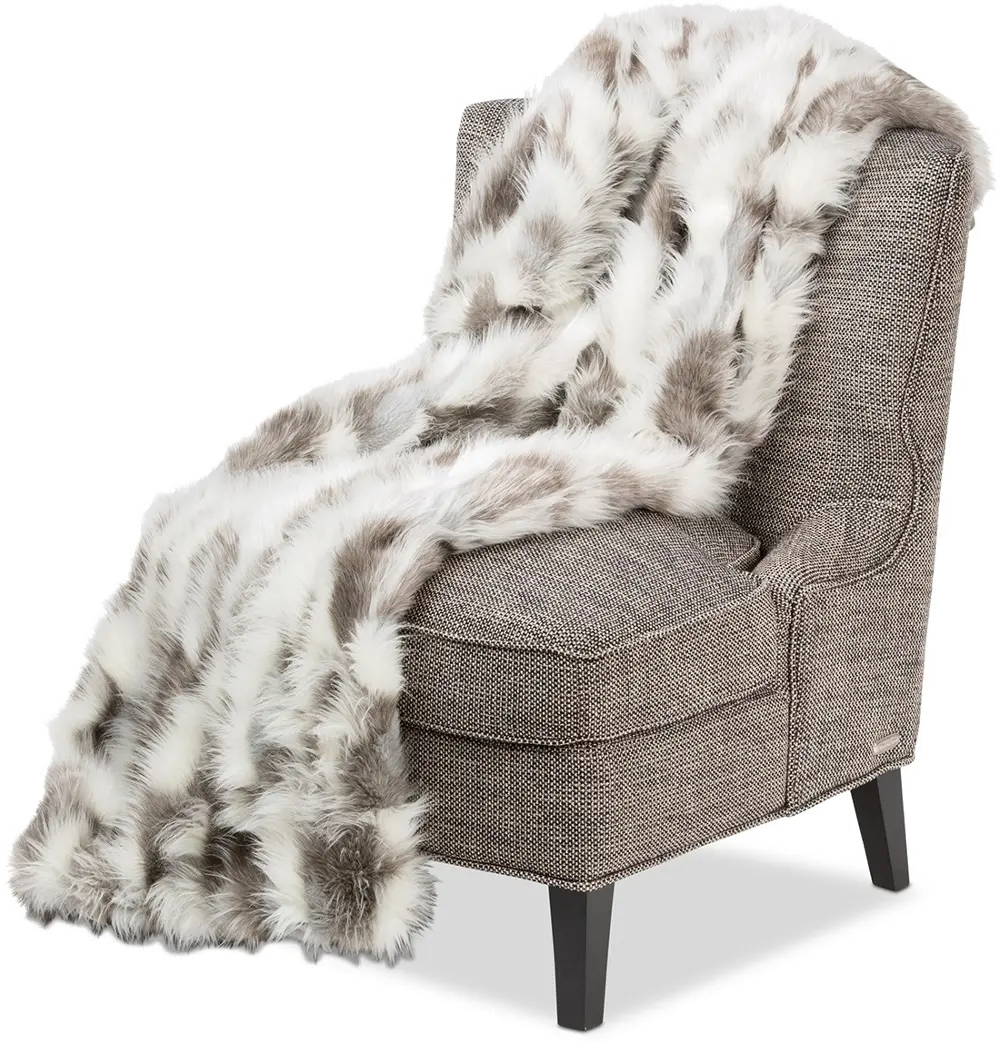 Gray and White Throw Blanket-1