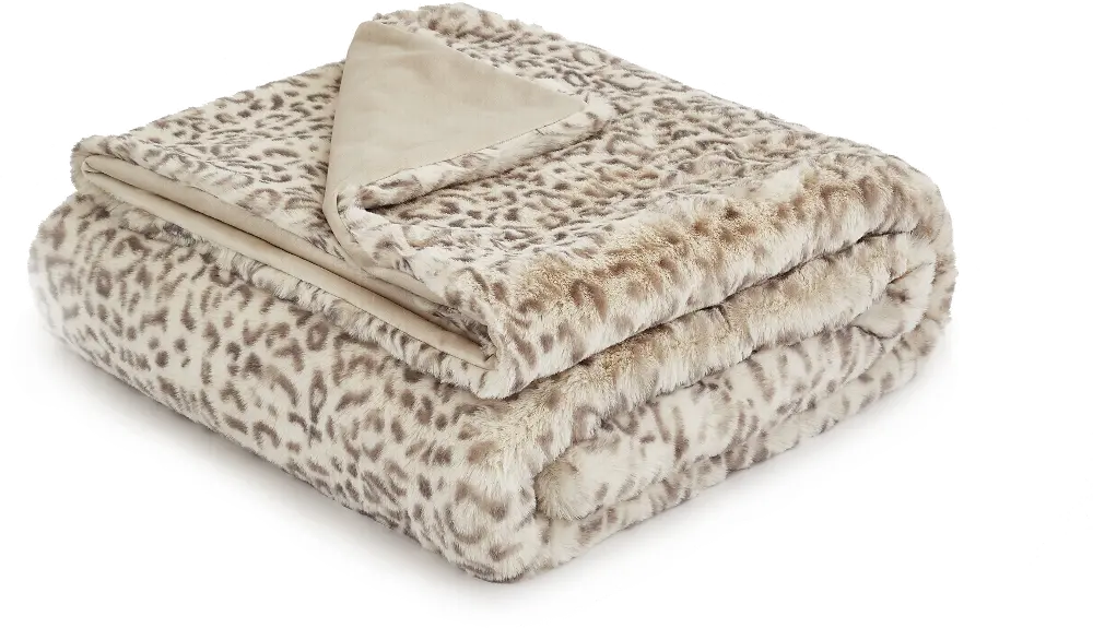 Natural Snow Leopard Throw Blanket-1