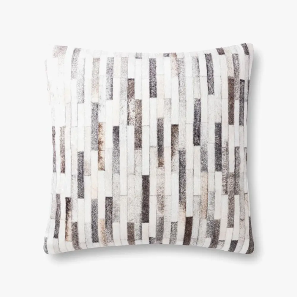 P0874 22 Inch Gray and Brown Pattern Throw Pillow-1