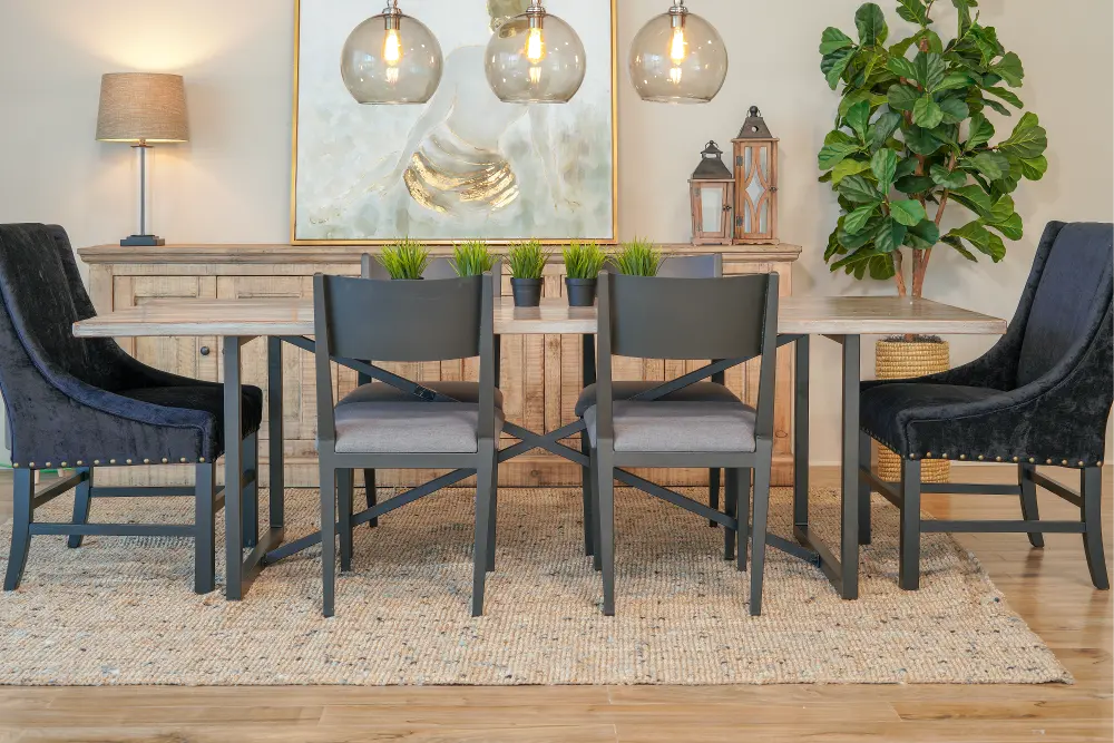 Industrial Wood and Metal 5 Piece Dining Room Set - Logan-1