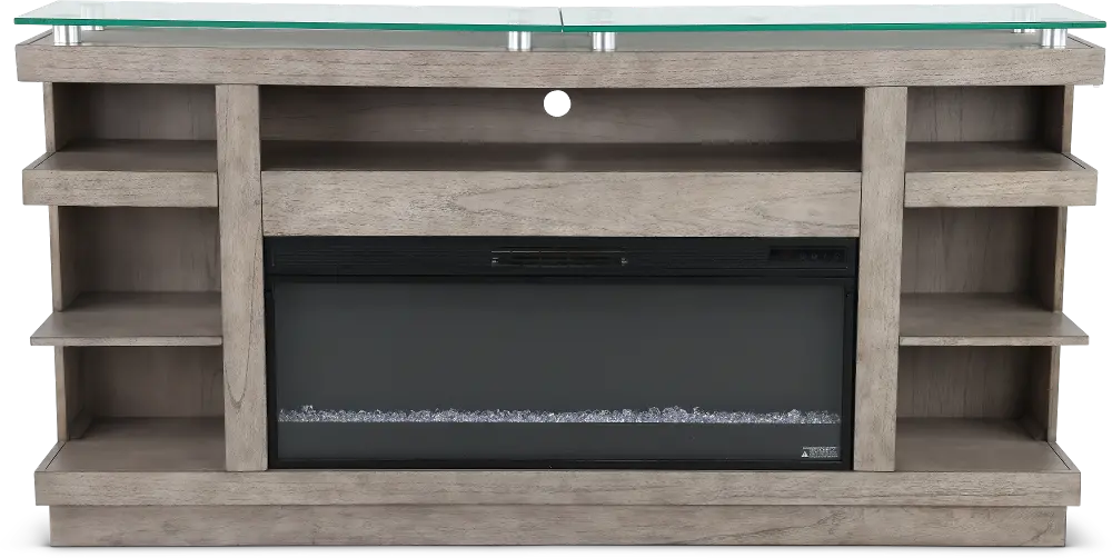 Celino Light Brown Fireplace TV Stand-1