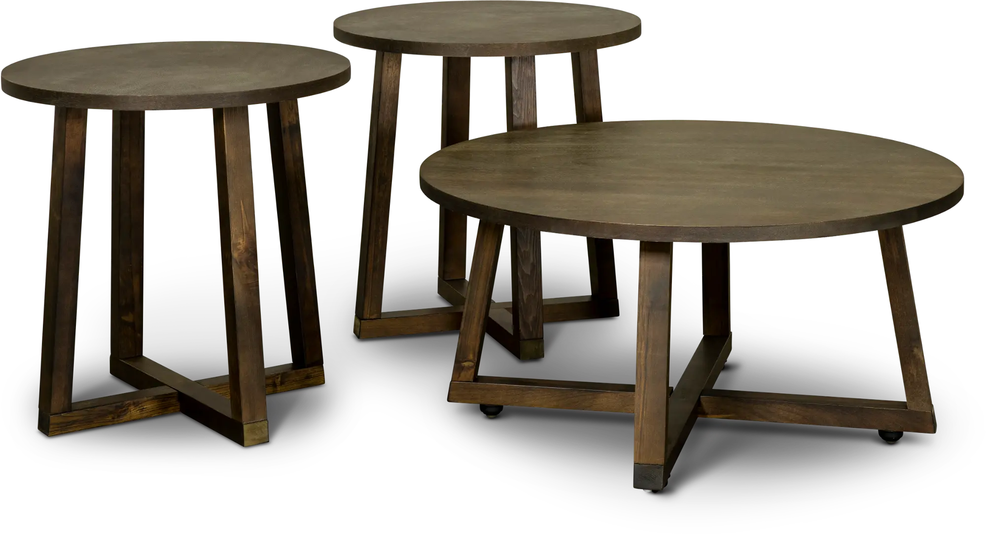 Brown Wood Industrial Accent Table (Set of 3)