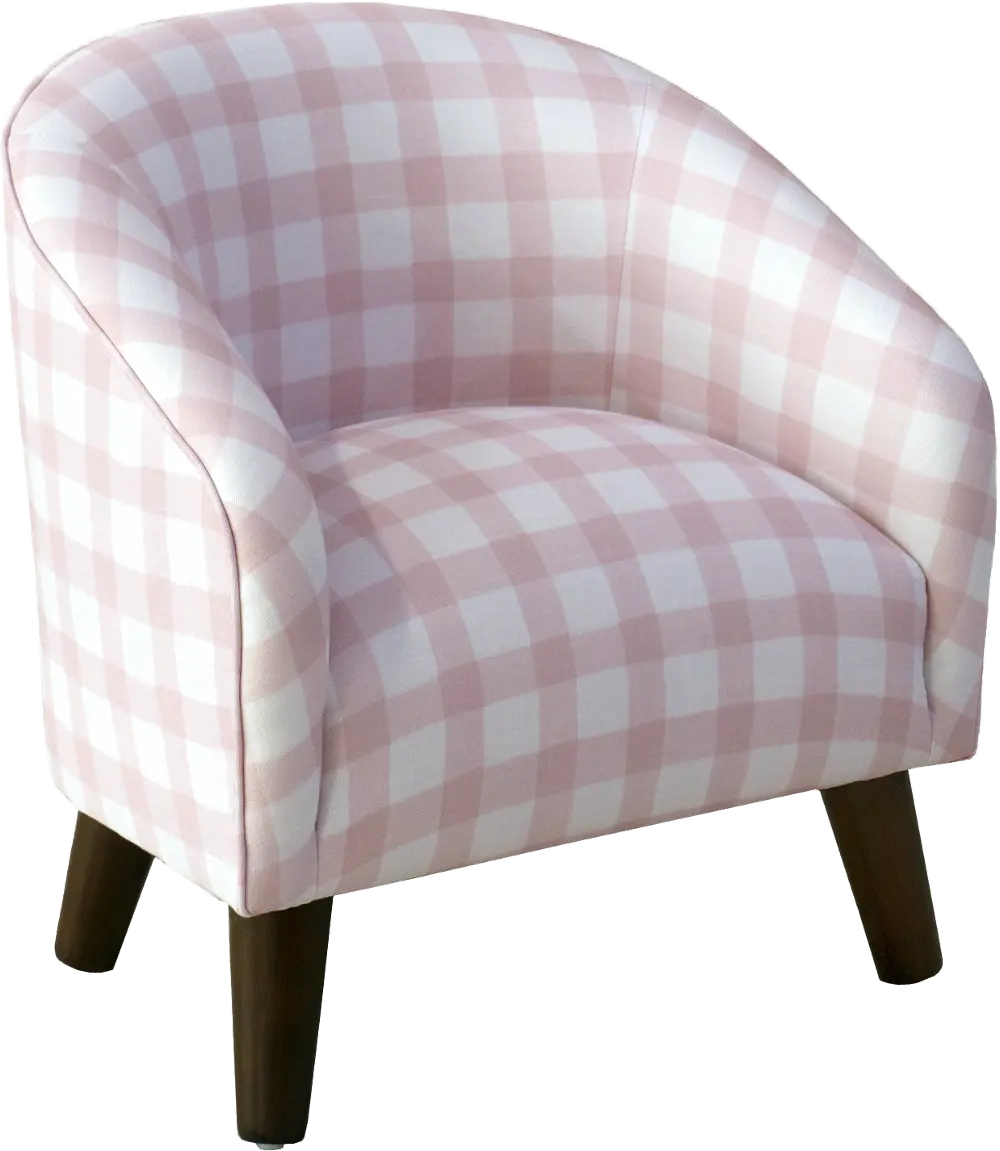 47-1KBFFLGNGBBPNK Kids Gingham Pink and White Tub Chair - Skyline Furniture-1
