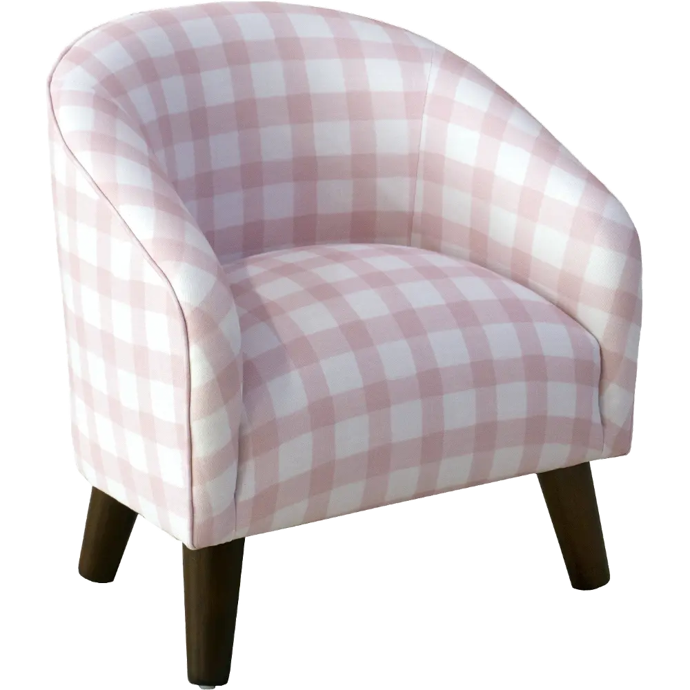 47-1KBFFLGNGBBPNK Kids Gingham Pink and White Tub Chair - Skyline Furniture-1