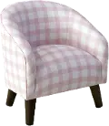 47-1KBFFLGNGBBPNK Kids Gingham Pink and White Tub Chair - Skyline Furniture