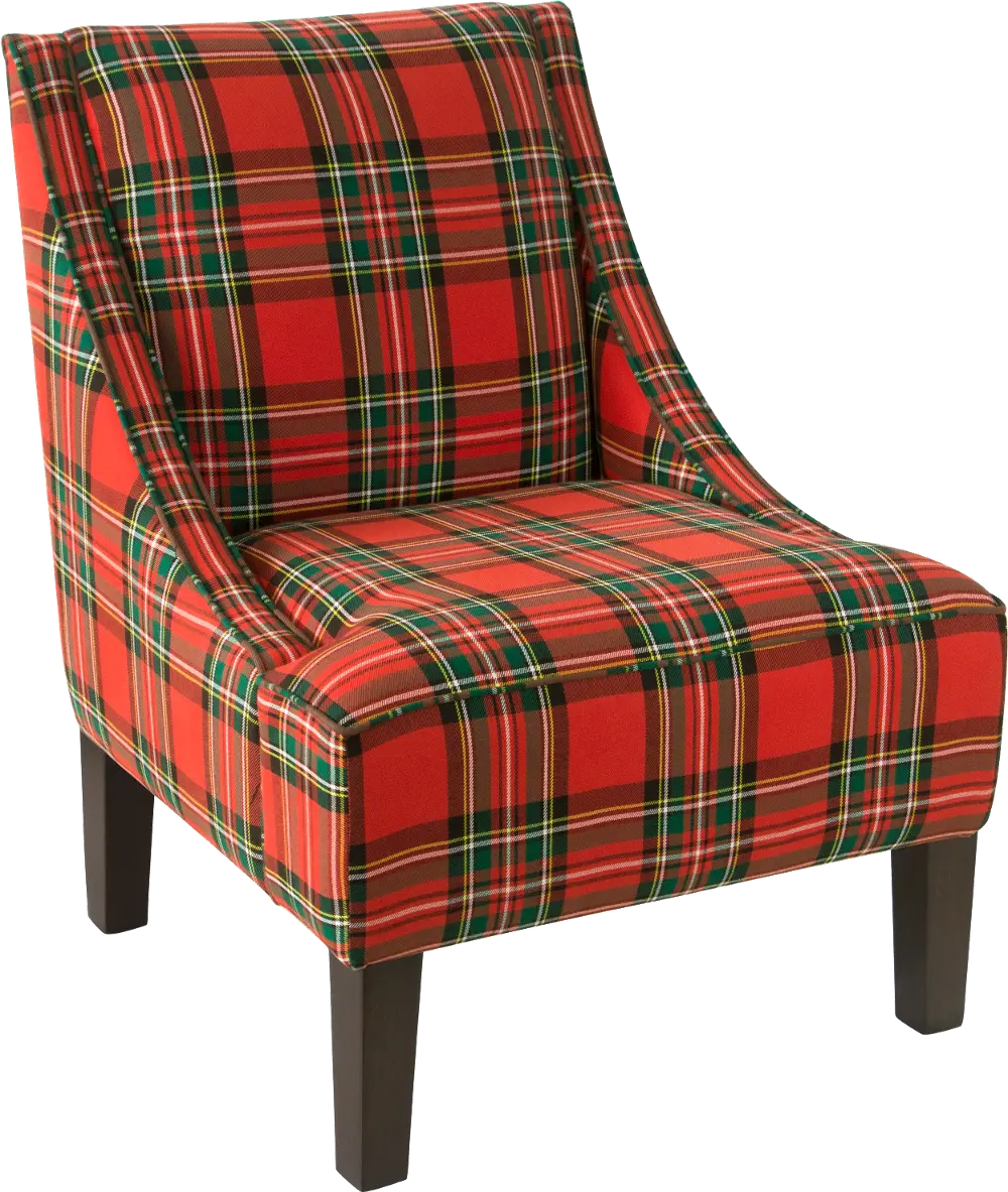 72-1ANCSTWRD Red Plaid Swoop Arm Chair-1