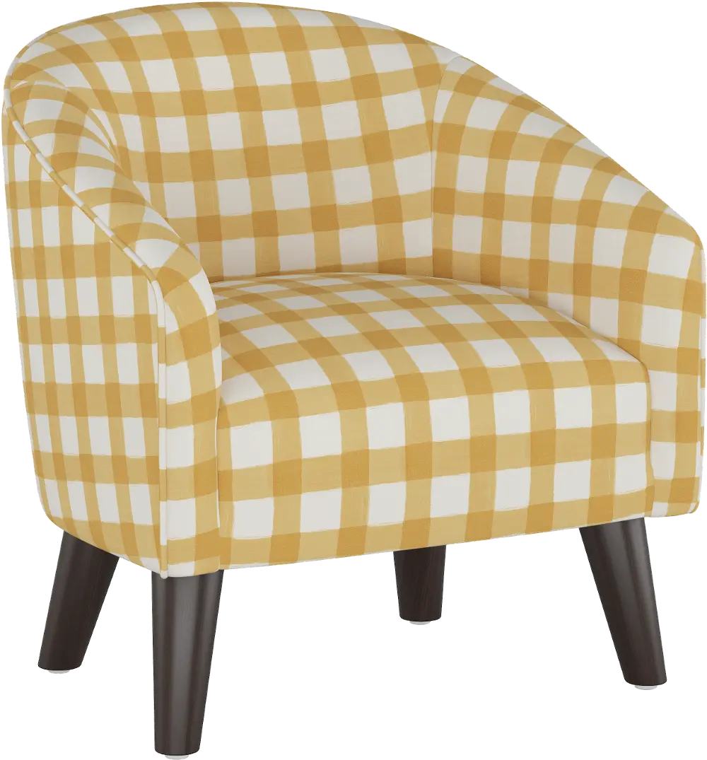 47-1KBFFLGNGBTCP Kids Gingham Yellow and White Tub Chair - Skyline Furniture-1