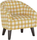 47-1KBFFLGNGBTCP Kids Gingham Yellow and White Tub Chair - Skyline Furniture