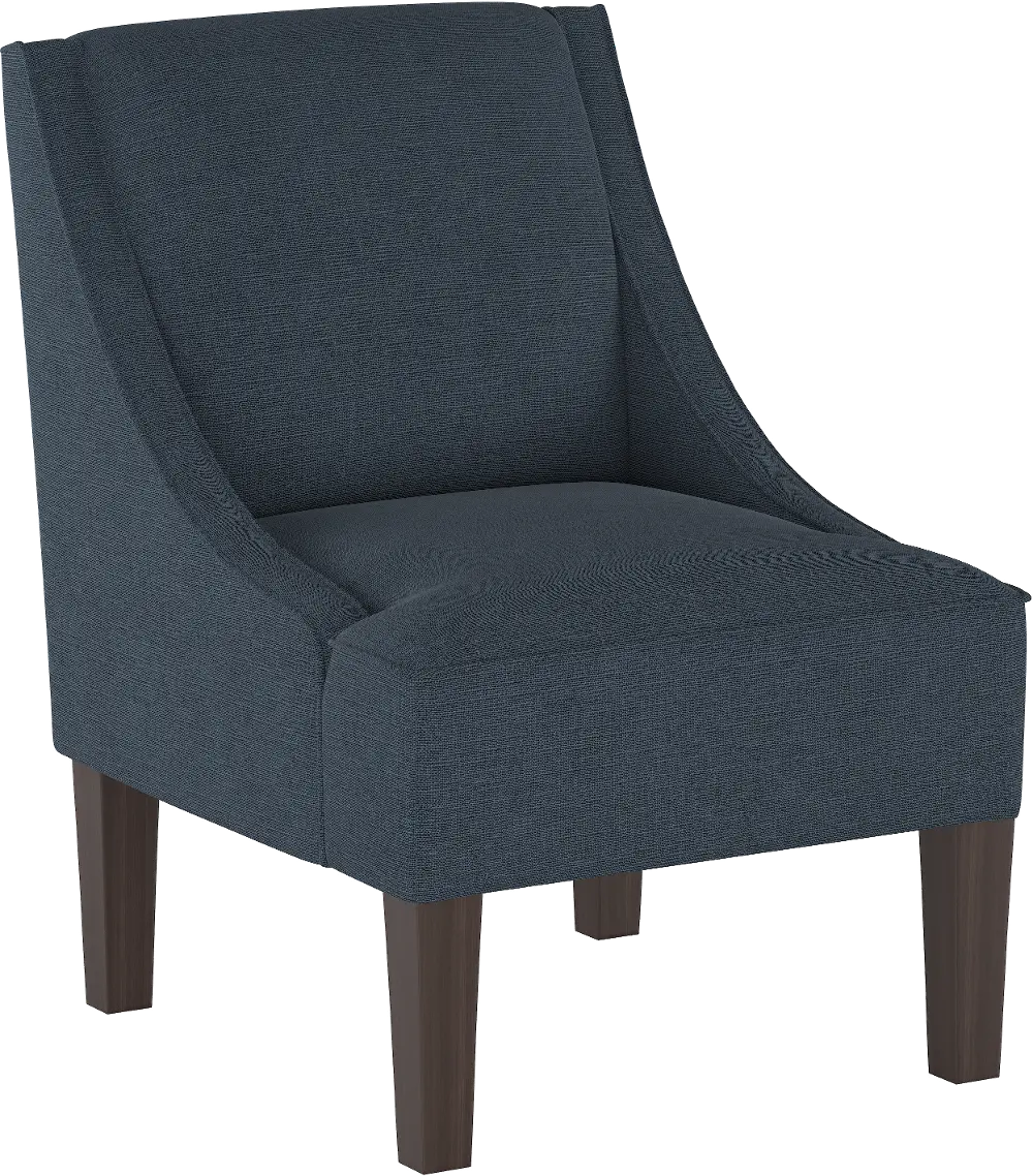 72-1LNNNV Contemporary Linen Navy Swoop Arm Chair-1
