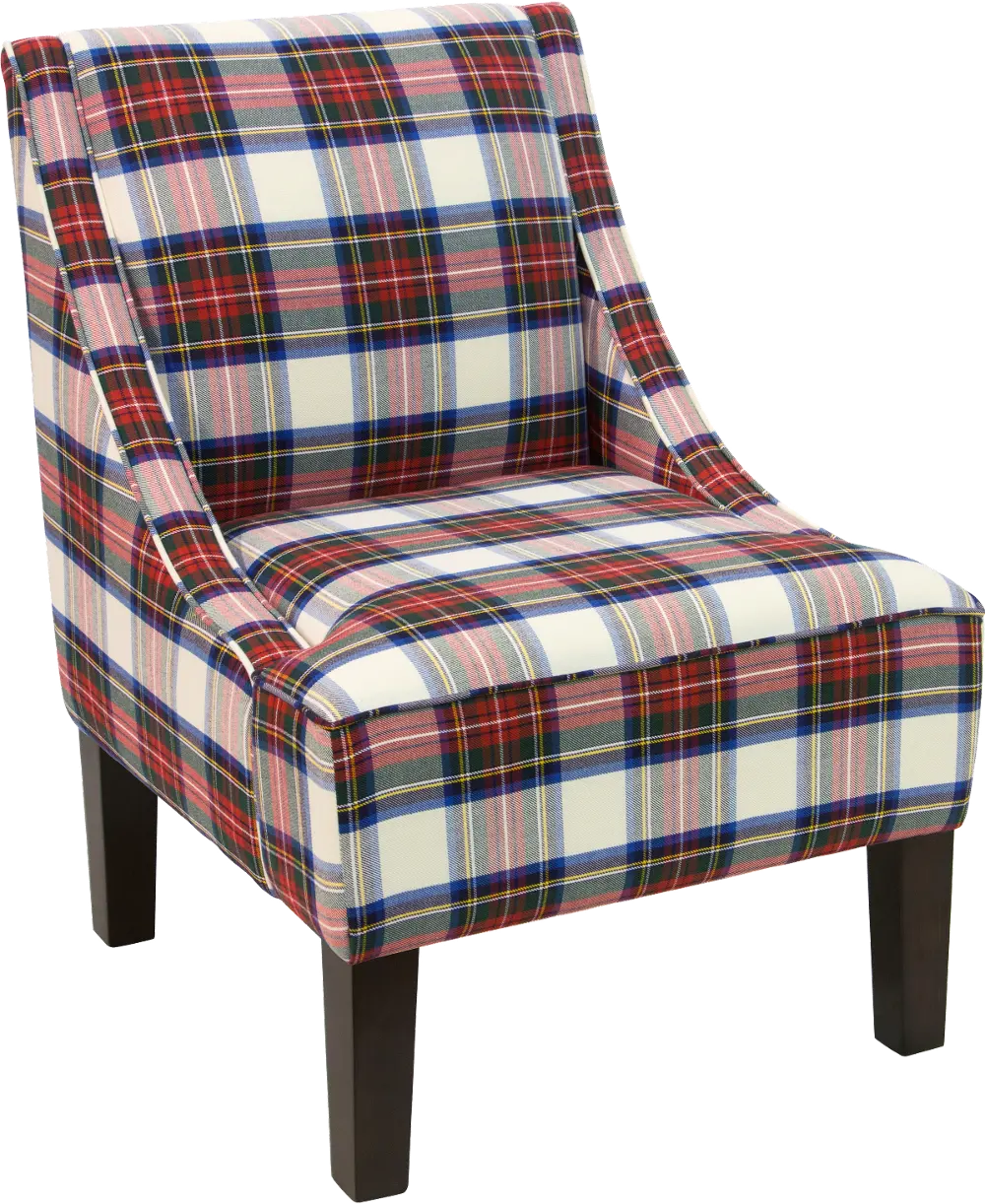 72-1STWDRSMLT Stewart Red, White, Blue and Green Plaid Swoop Arm Chair-1