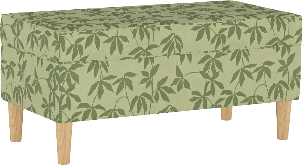 948NATLYNFLSGTNL Mid Century Floral Sage Green Storage Bench-1