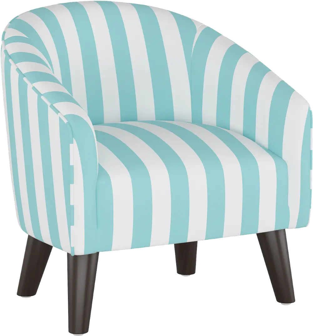 47-1KCBSTRAQ Kids Aqua Blue Striped Tub Chair-1