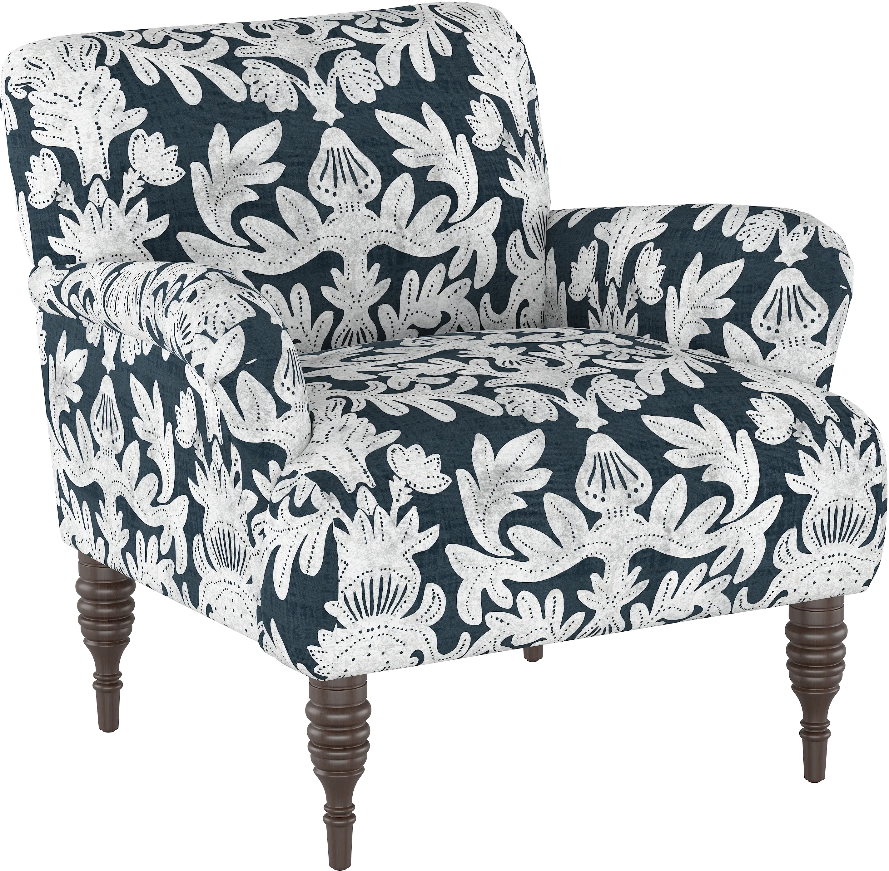 9505MRBNVYGR Cherrie Navy Floral Accent Chair - Skyline Furnitu sku 9505MRBNVYGR