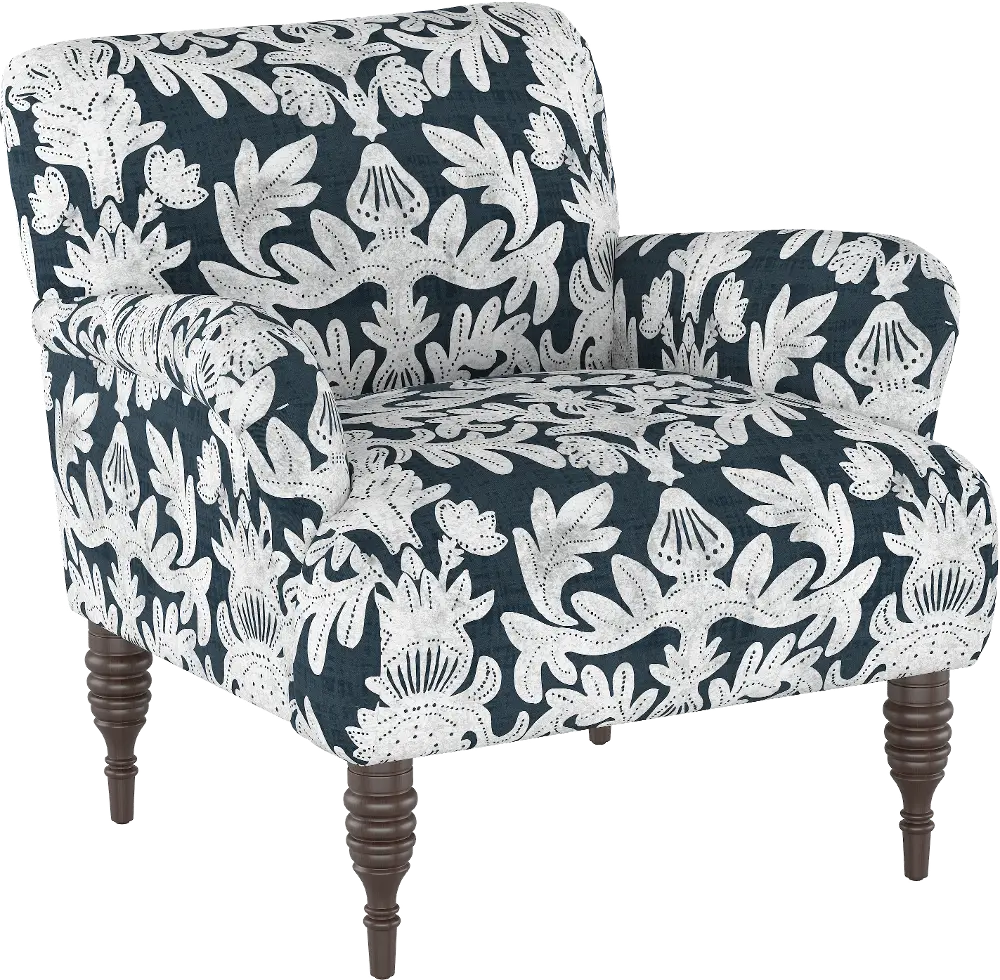 9505MRBNVYGR Cherrie Navy Floral Accent Chair - Skyline Furniture-1