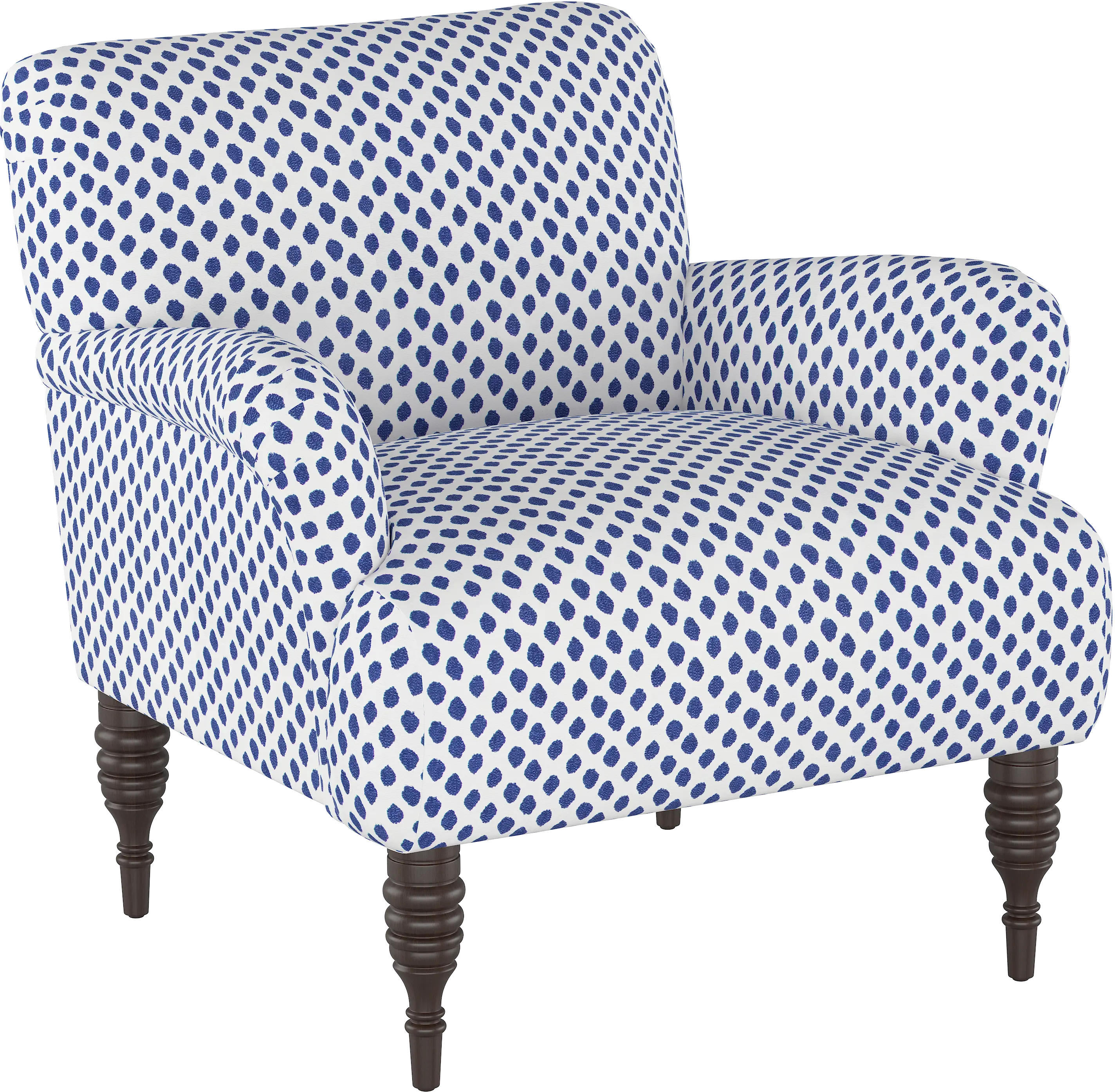 9505SHRMDNWHTFLX Cherrie Blue Polka Dot Accent Chair - Skyline Furn sku 9505SHRMDNWHTFLX