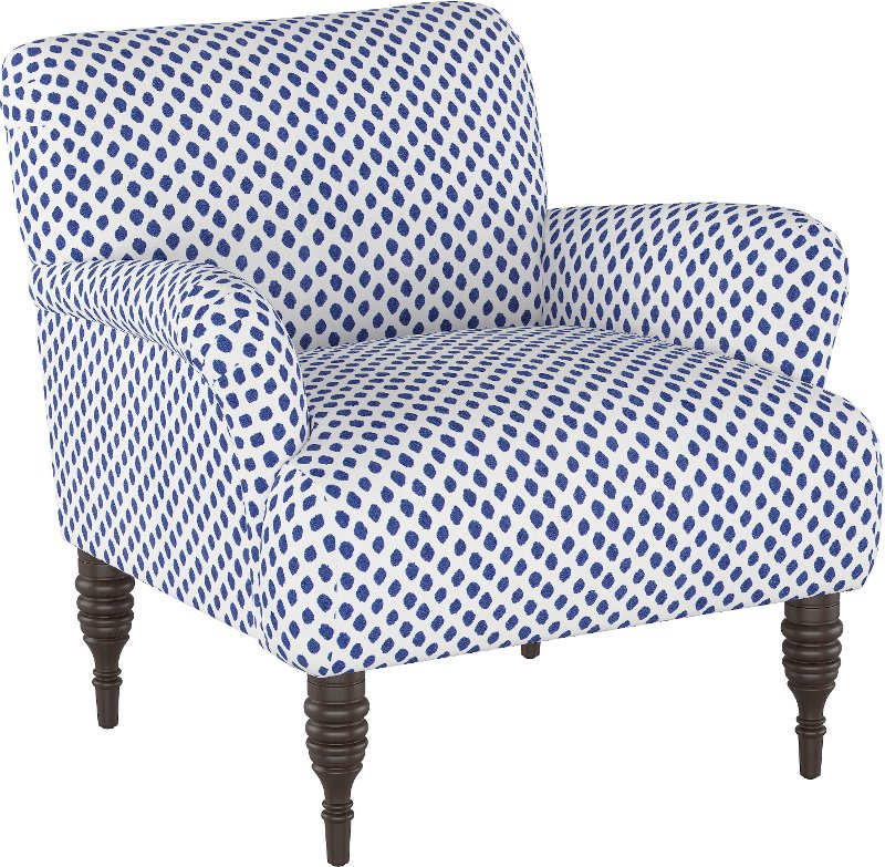 Contemporary White And Blue Upholstered, Upholstered Accent Chair