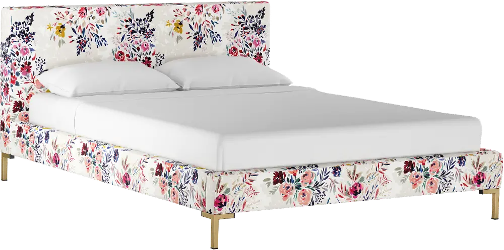CBD1570YBBNFLMLTLGA Modern Floral Twin Upholstered Platform Bed-1