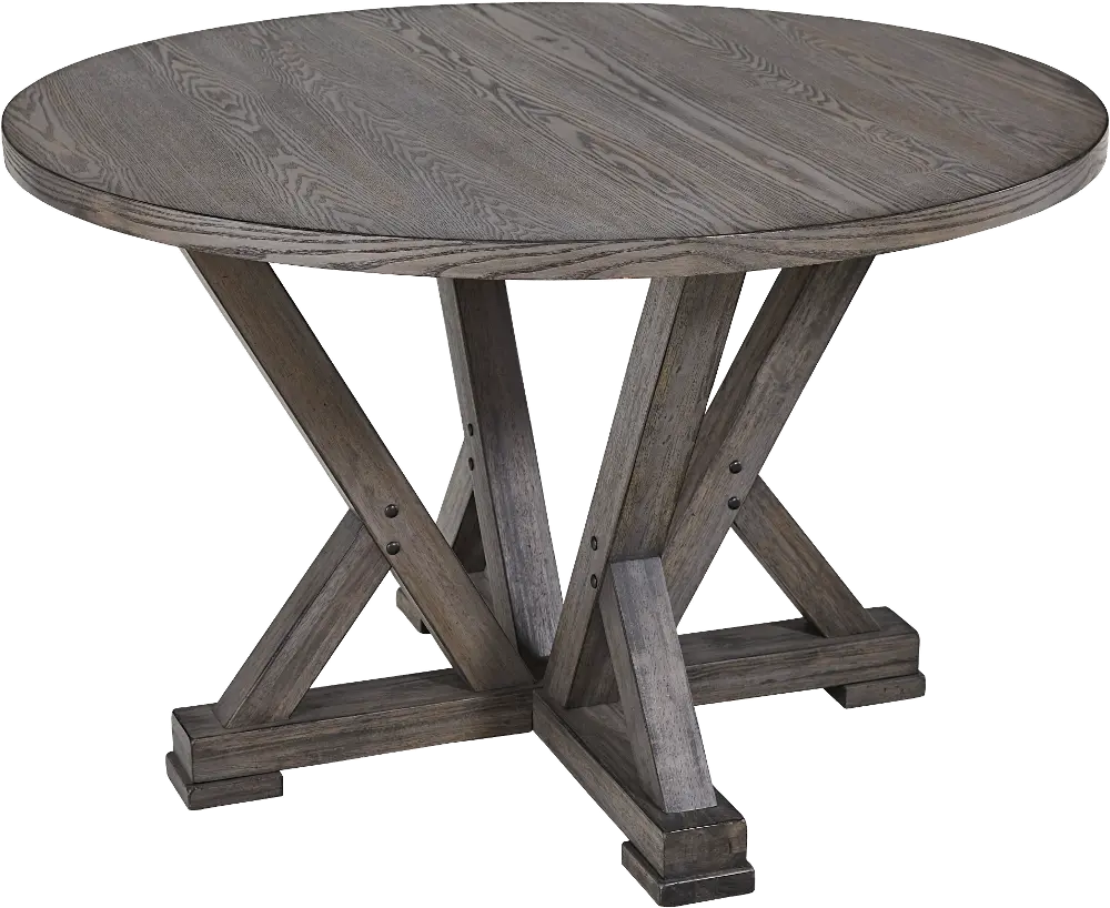 Distressed Gray Round Dining Room Table - Fiji-1