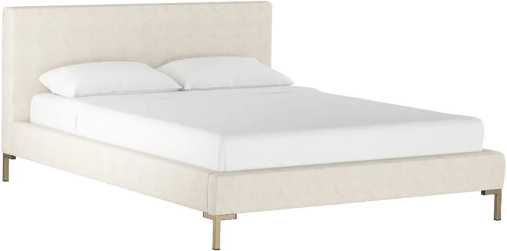 CBD1570YBLNNTLC Modern Linen Talc Twin Upholstered Platform Bed-1