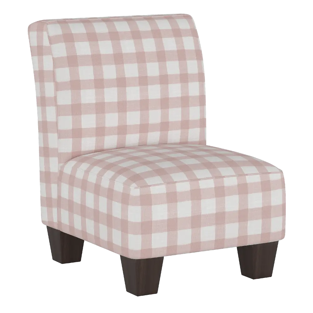 5705KBFFLGNGBBPNK Gingham Pink Kid's Slipper Chair-1