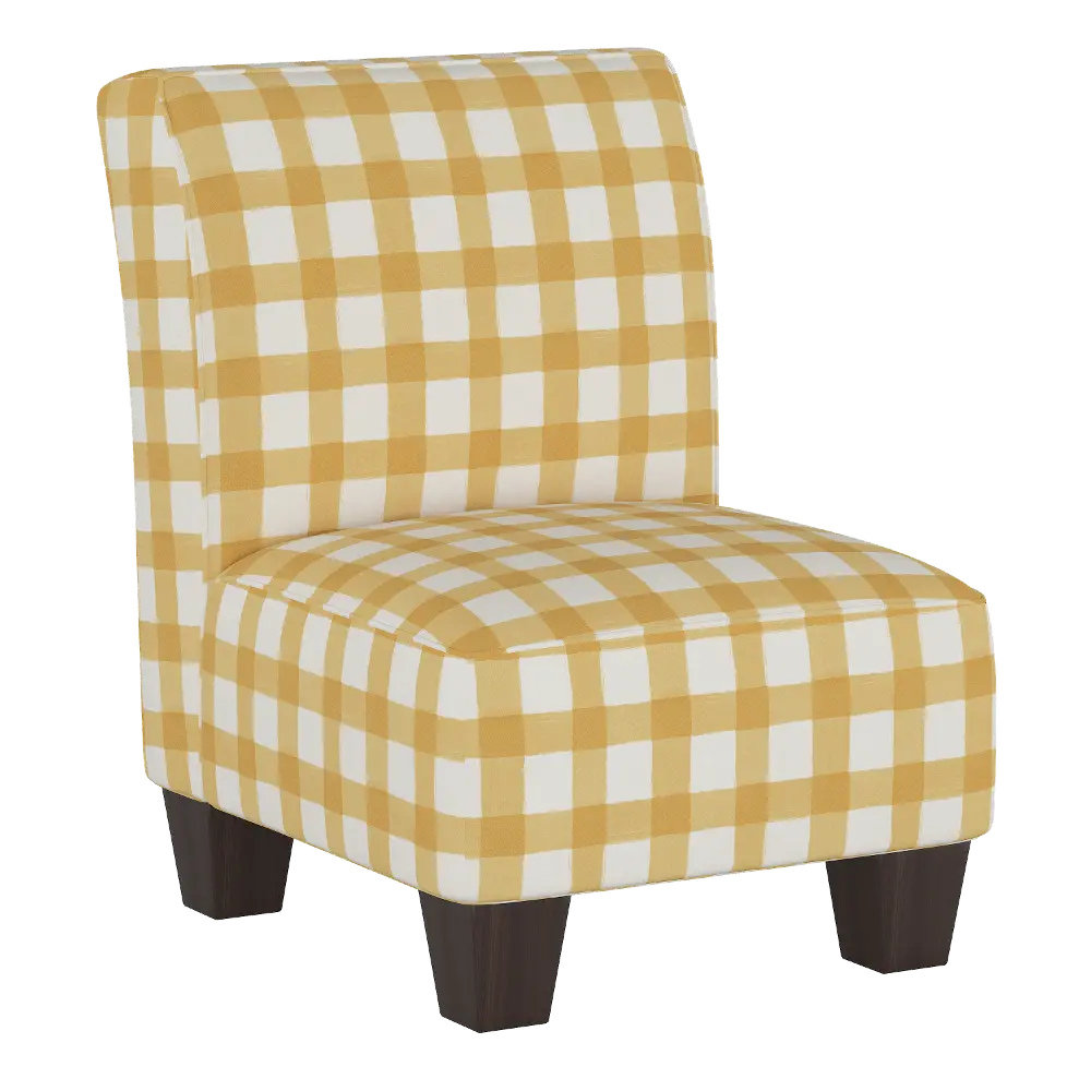 5705KBFFLGNGBTCP Gingham Yellow Kid's Slipper Chair-1