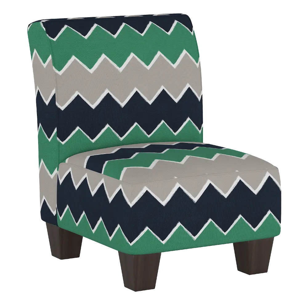 5705KBRSCHVNVGRN Chevron Blue and Green Kid's Slipper Chair-1