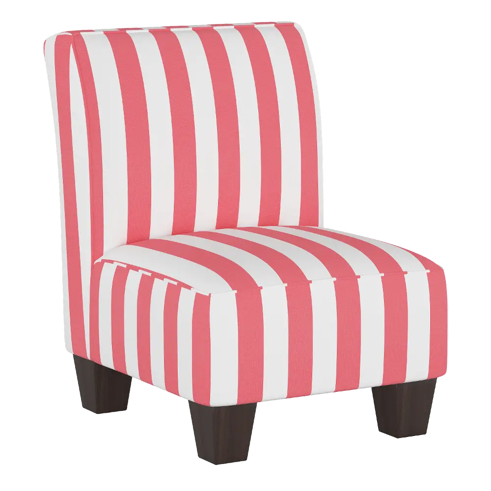 5705KCBSTRBBLG Bubblegum Pink and White Striped Kid's Slipper Chair-1