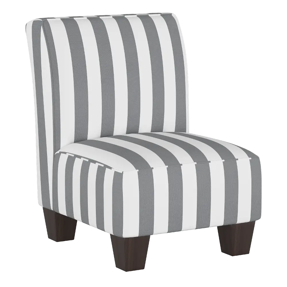 5705KCBSTRGRYWH Gray and White Striped Kid's Slipper Chair-1
