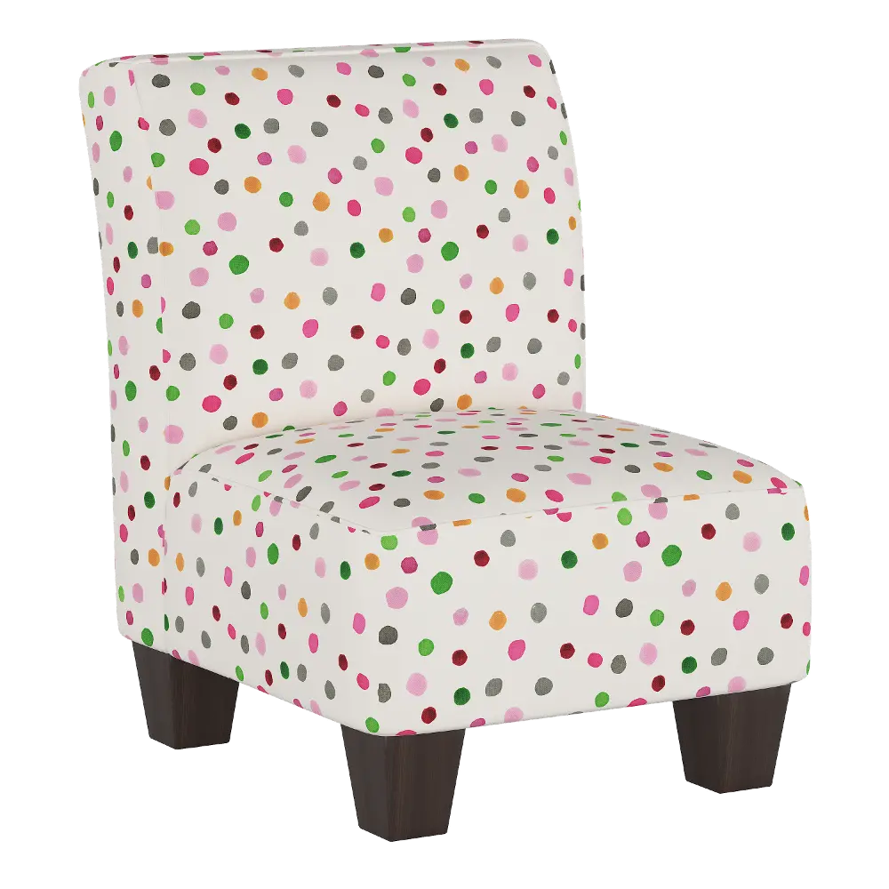 5705KFLRTYDTMLT White and Polka Dot Kid's Slipper Chair-1