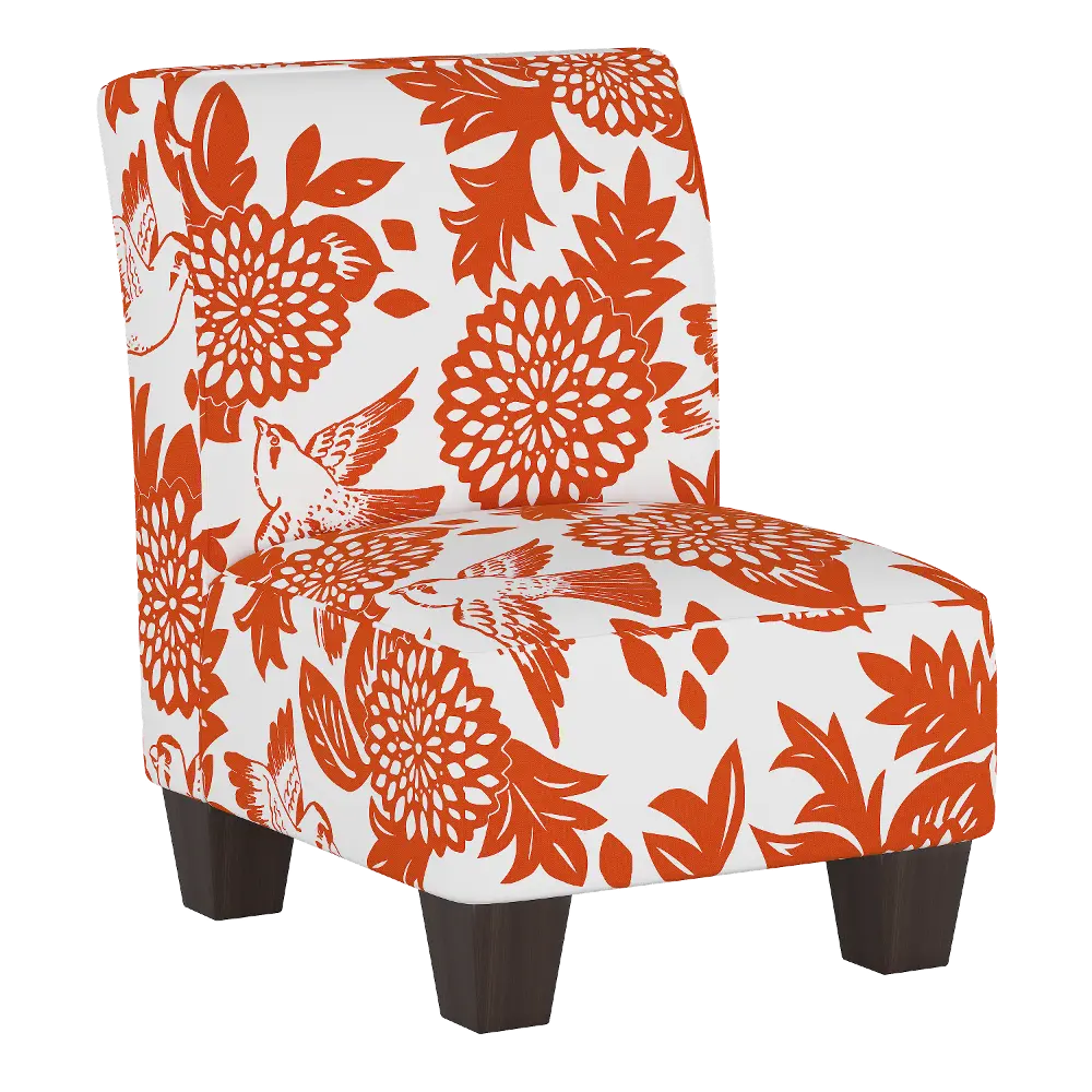 5705KGRDBRDORN Garden Bird Orange and White Kid's Slipper Chair-1